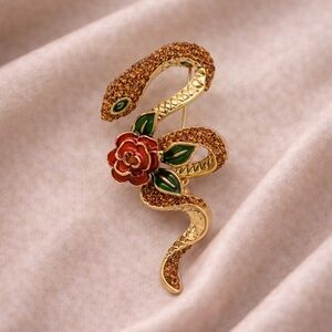 Serpenti Floral Snake Crystal Brooch
